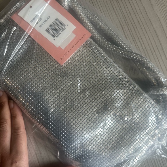 Cult Gaia nano Hera rhinestone chain mesh shoulder bag - silver - Picture 7 of 7